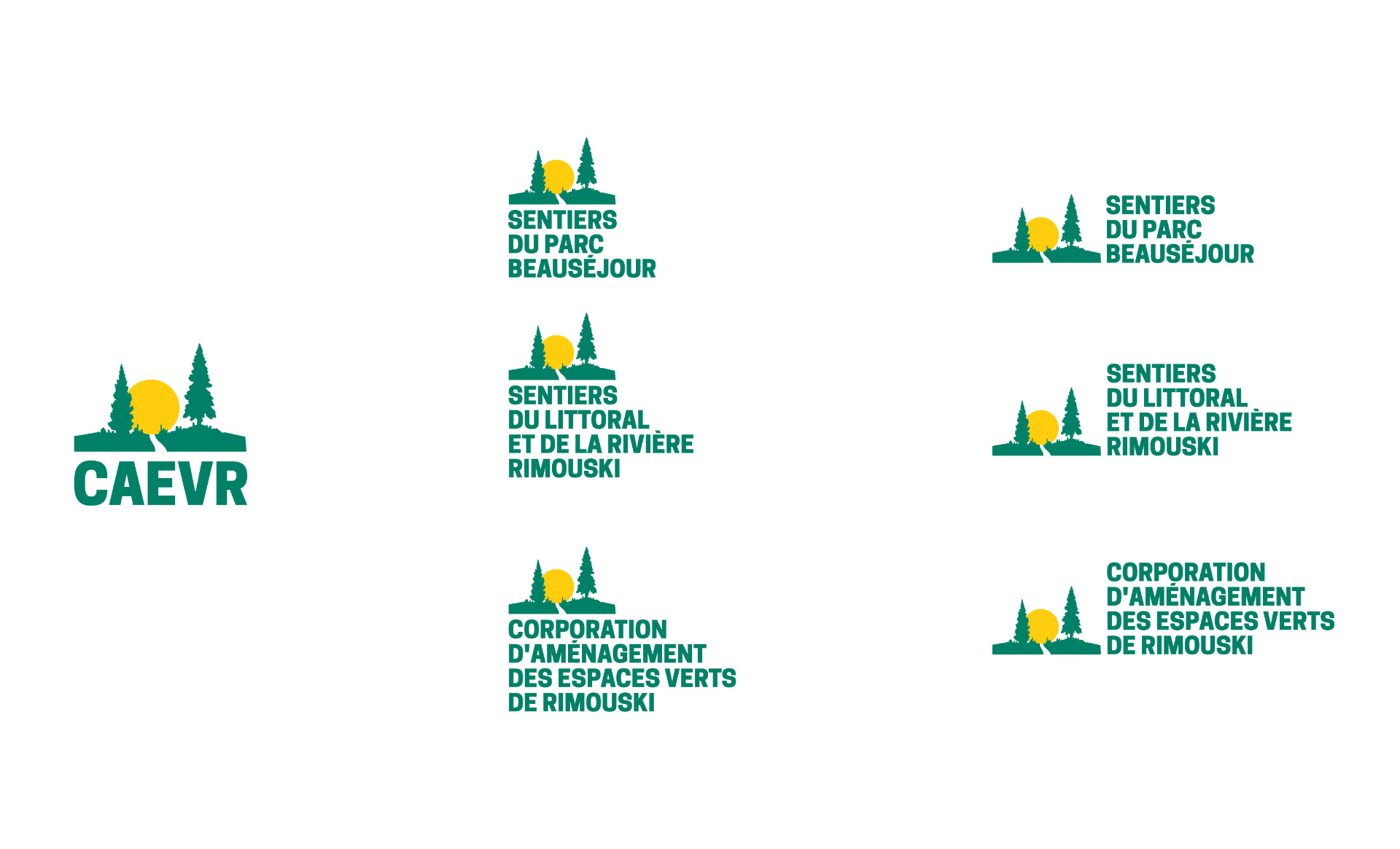 Corporation d'aménagement des espaces verts de Rimouski - Planche des versions du logos