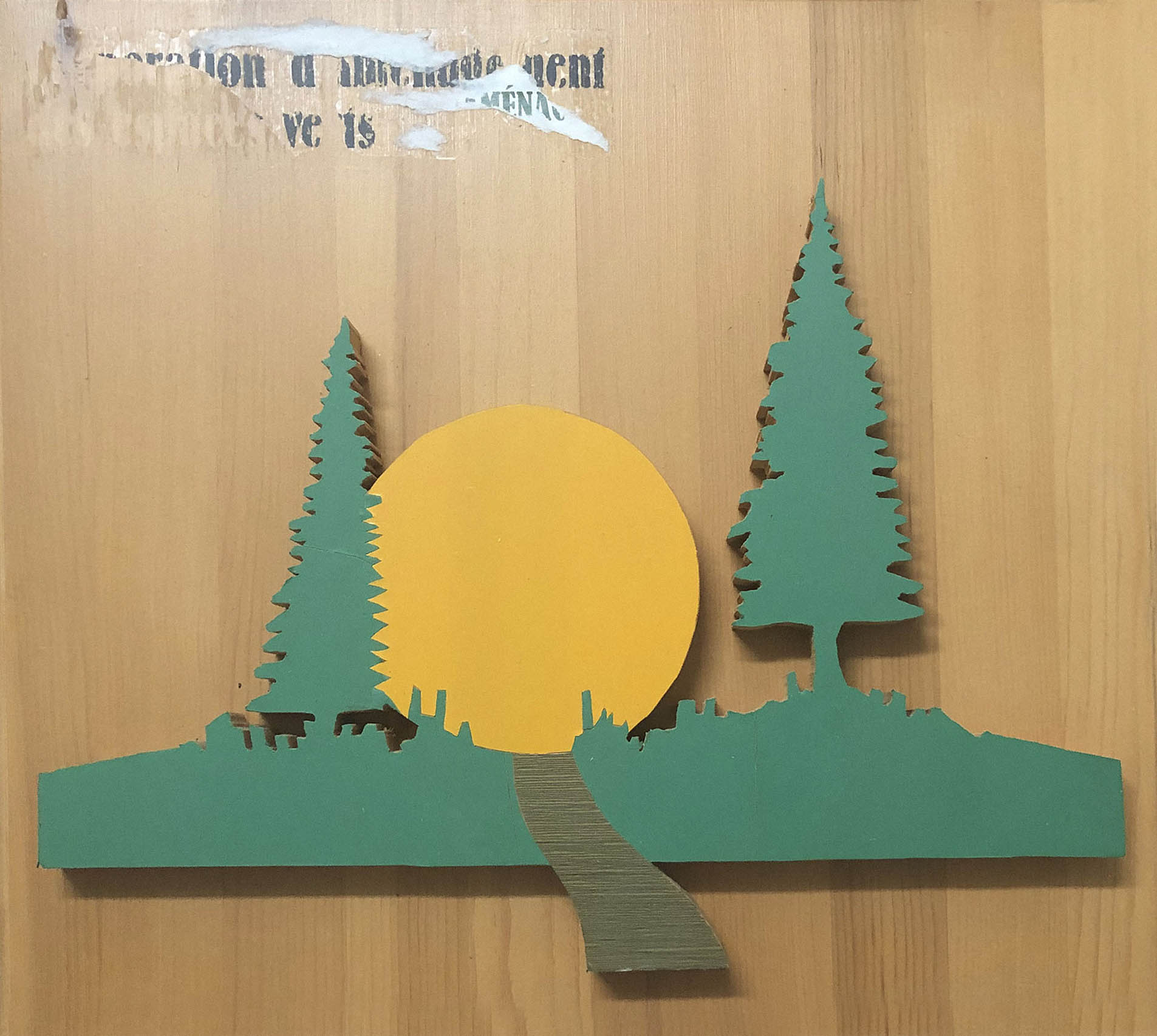 Corporation d'aménagement des espaces verts de Rimouski - Enseigne en bois avec le logo d'origine